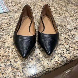 Tory Burch Penelope pointed toe ballet flats with snakeskin cap toe